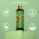 Castor oil bottle with rich golden color for natural beauty routines.