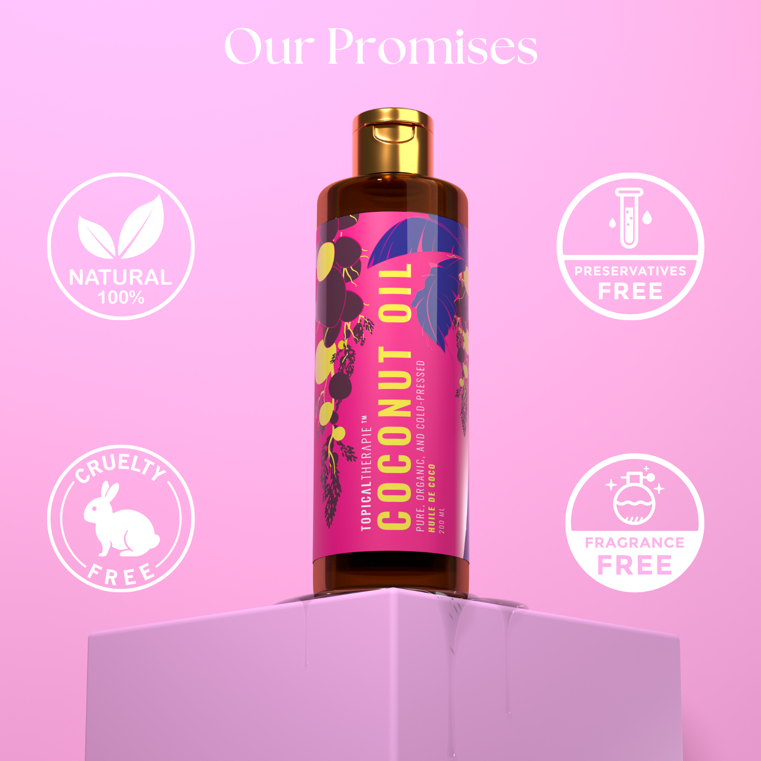 Premium coconut oil for deep hydration and shine.