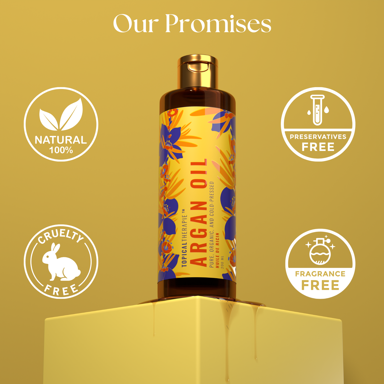 Argan oil bottle rich in vitamins for hair and skin rejuvenation.