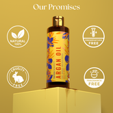 Argan oil bottle rich in vitamins for hair and skin rejuvenation.