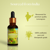 Solo lemongrass essential oil bottle with lemongrass stalks.