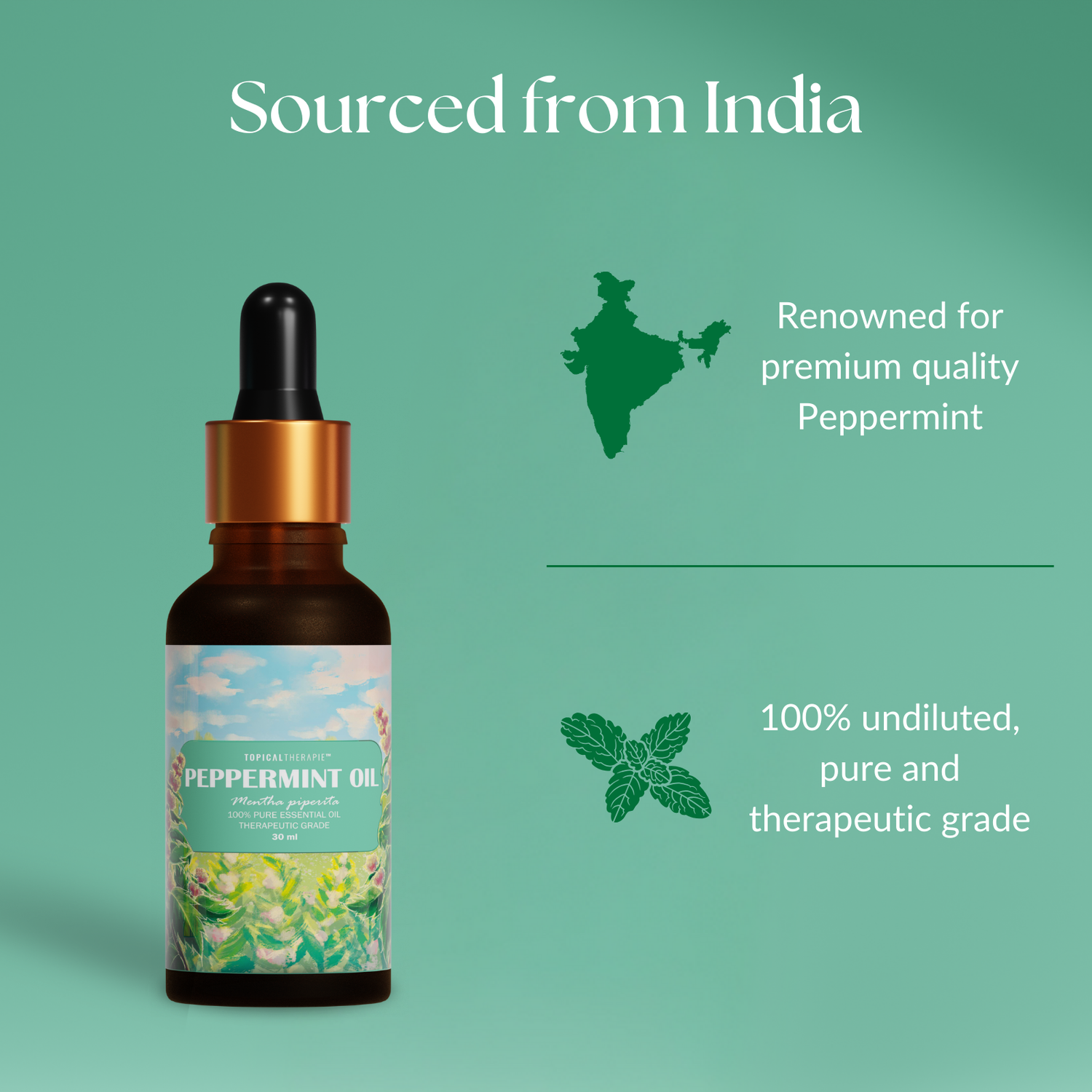 Topical Therapie Peppermint Mist - Side View Displaying Product Details