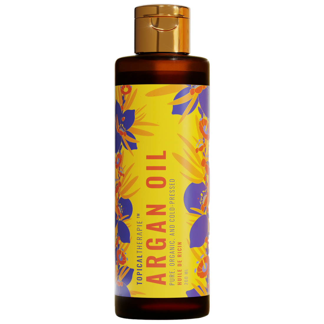 Pure argan oil bottle for natural skin hydration and hair care.