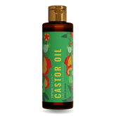 Castor oil bottle for nourishing hair and skin care benefits.