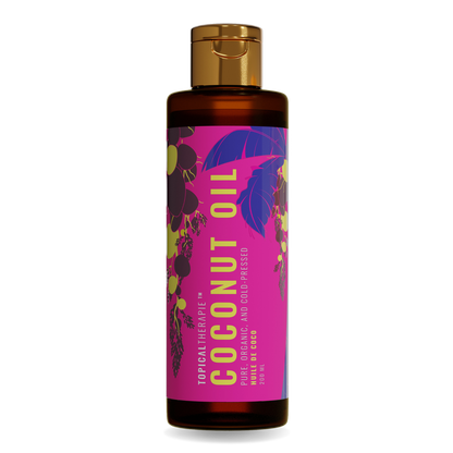Single coconut oil bottle for natural hydration.