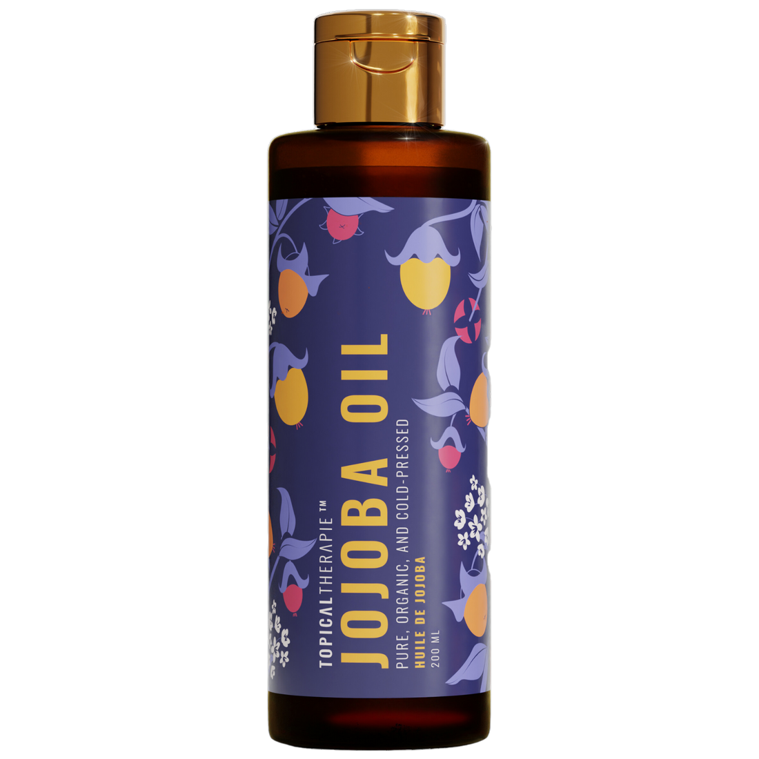 Compact bottle of pure jojoba oil.
