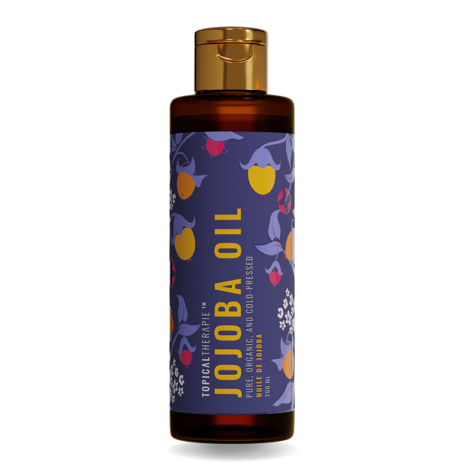 Compact bottle of pure jojoba oil.