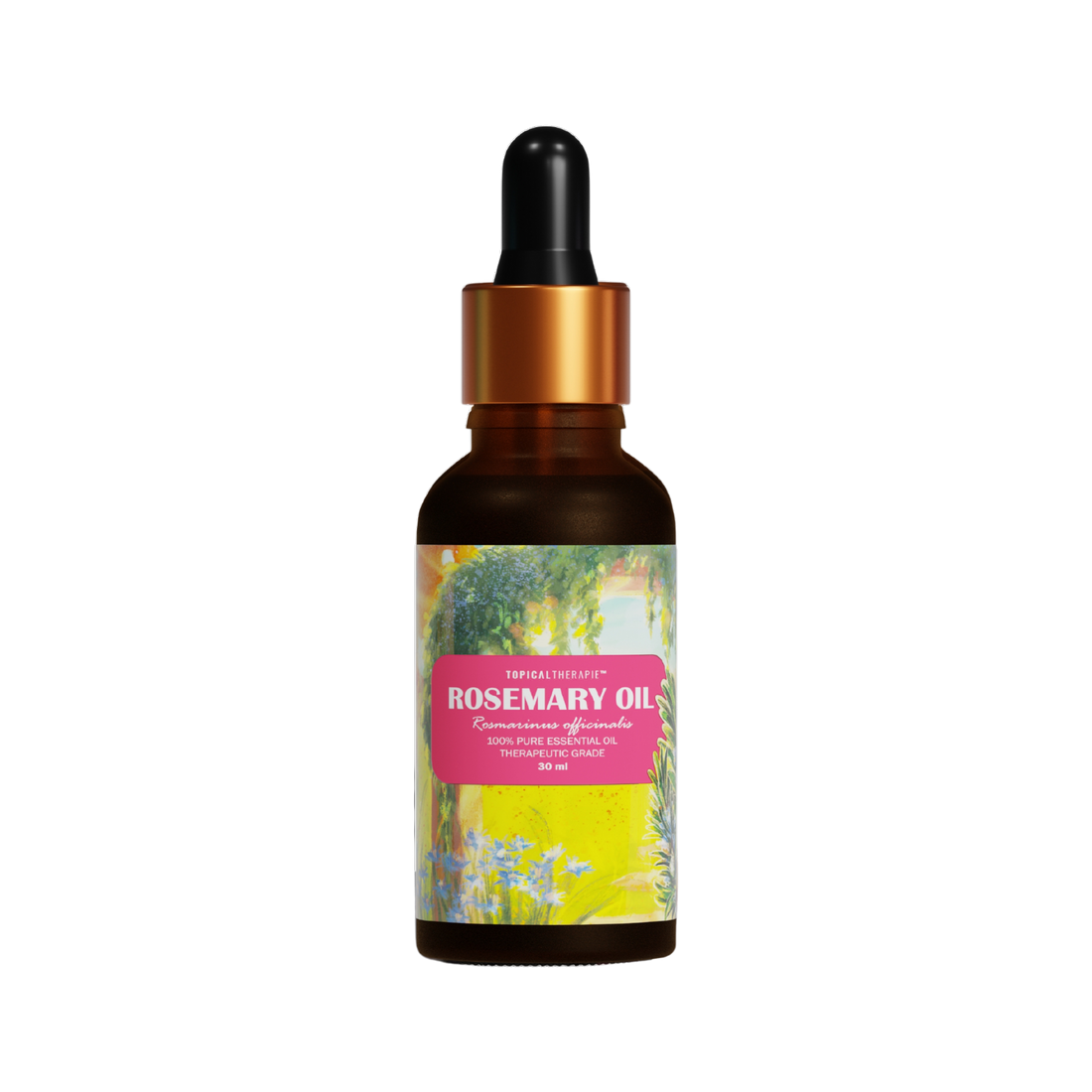 Compact rosemary essential oil bottle for natural hair care.