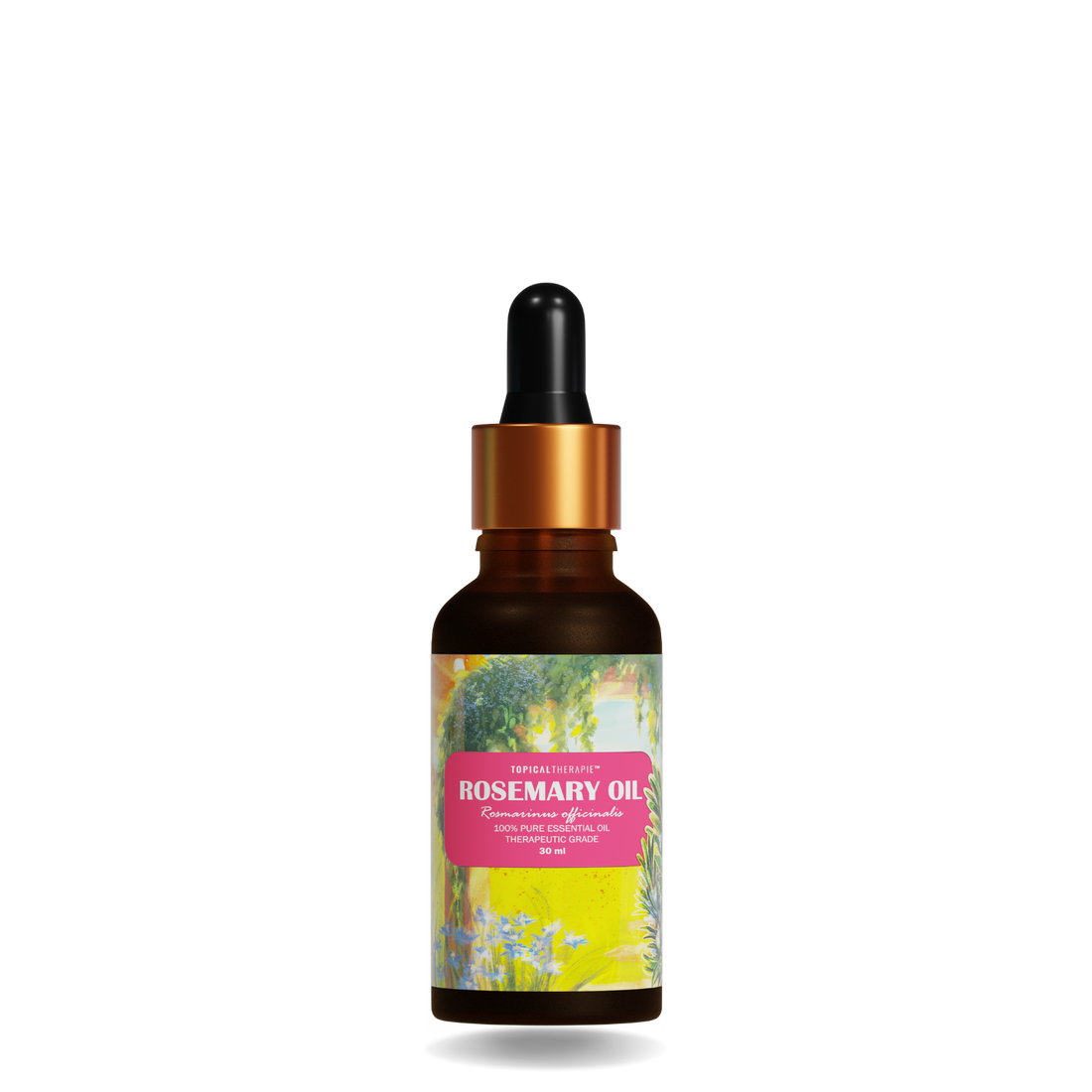 Compact rosemary essential oil bottle for natural hair care.