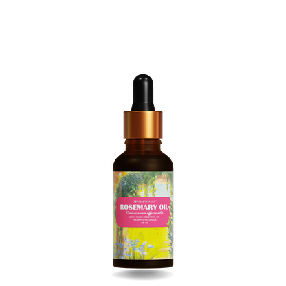 Compact rosemary essential oil bottle for natural hair care.