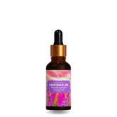 Lavender essential oil in a sleek glass bottle.